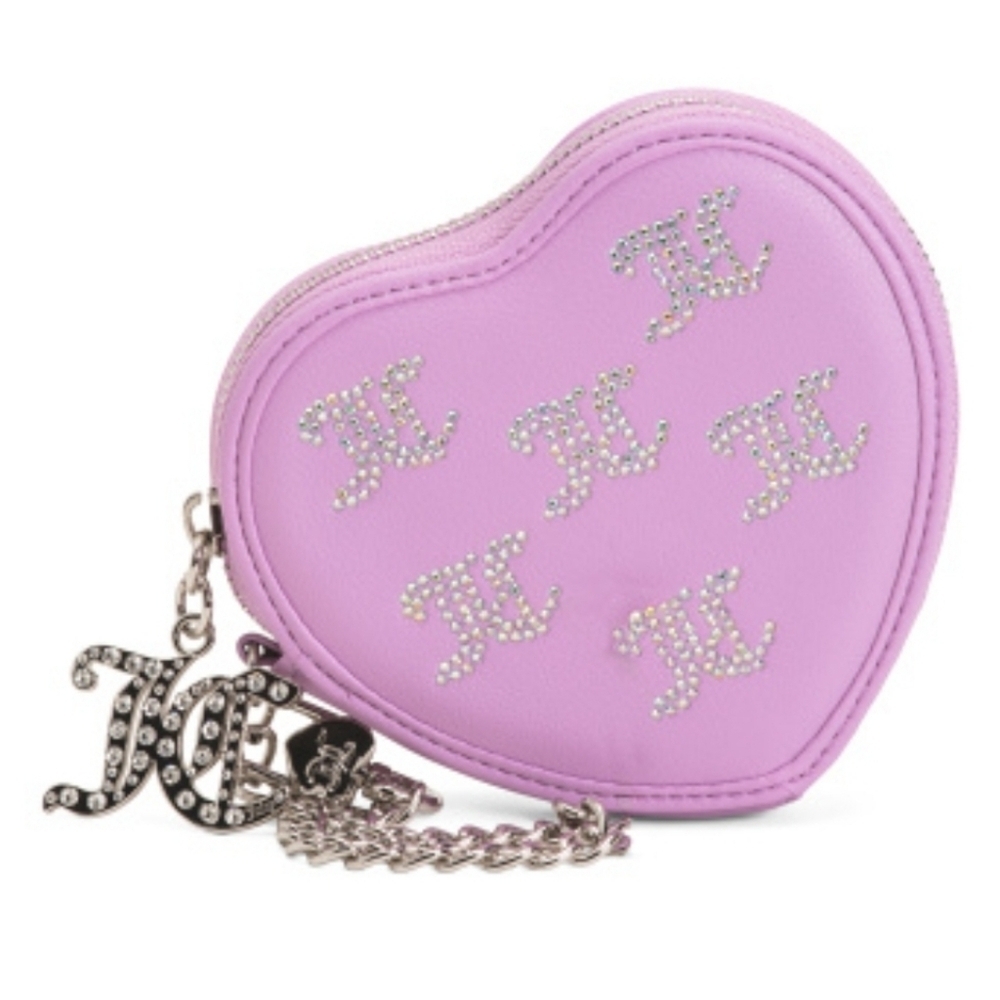💜▪️Juicy Couture▪ taking the lead Purple Zip Around Wallet Charm Chain Wristlet